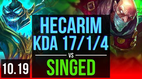 Hecarim Vs Singed Top 5 Early Solo Kills Kda 1714 Triple Kill