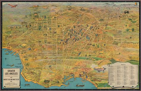 1932 Los Angeles Map Print Vintage California Travel Poster Etsy