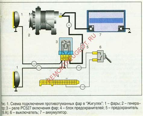 Как подсоединить туманки через реле схема подключения