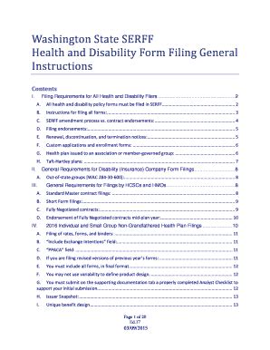 Fillable Online Washington State Serff Health And Disability Form