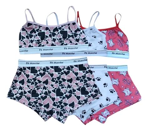 Kit Conjunto Boxer Juvenil Top E Calcinha Lingerie Juvenil Mercadolivre