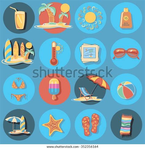 Beach Icon Set Stock Vector Royalty Free 352356164 Shutterstock