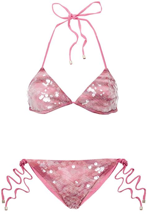 Buy Missoni Sequined Printed Stretch Jersey Triangle Bikini Pink At Off Editorialist