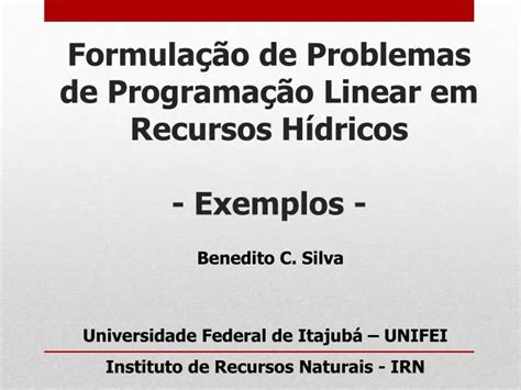 Ppt Formula O De Problemas De Programa O Linear Em Recursos