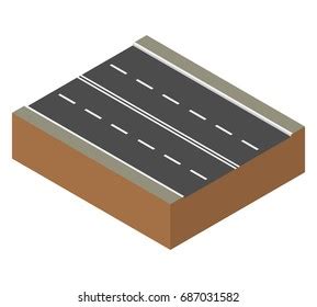 Road Element Twolane Road Isometric Stock Vector Royalty Free