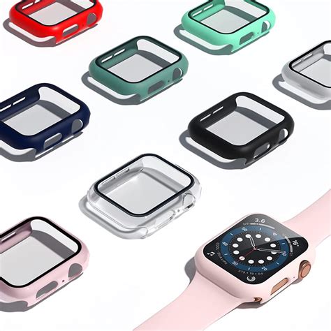 Watch Cover Tempered Glass For Apple Watch Case 45mm 41mm 44mm 40mm 42mm 38mm Bumper Screen