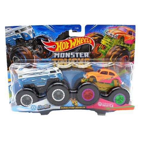 Hot Wheels Monster Trucks Scale Demolition Doubles DragBus Vs Volkswagen Beetle Walmart