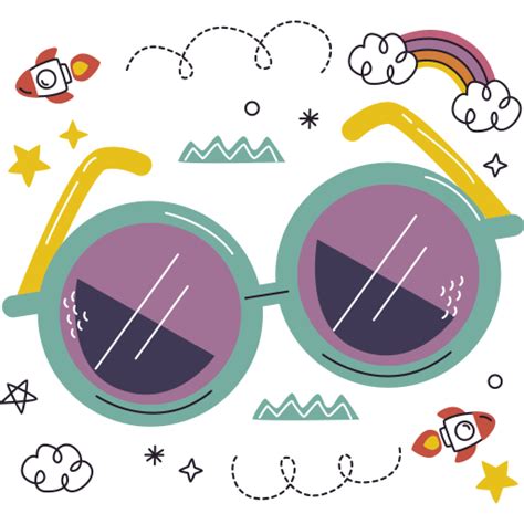 Sunglasses Doodle Hand Drawn Flat Sticker Freepik