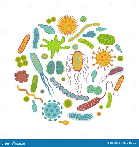 Iconos De Los G Rmenes Y De Las Bacterias Aislados En El Fondo Blanco