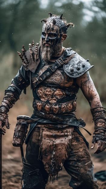 Premium Photo | Fierce viking warrior with battle scars and war paint ...