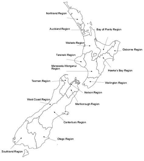 New Zealand Regions Map - ToursMaps.com