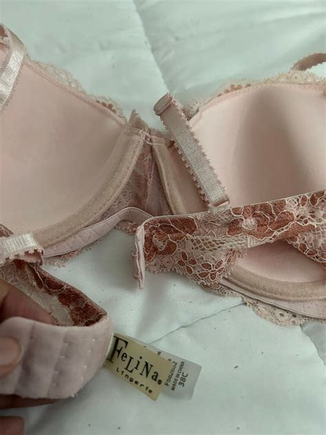 Felina Lace Overlay Sexy Extra Push Up Underwire Bra Pink Lingerie