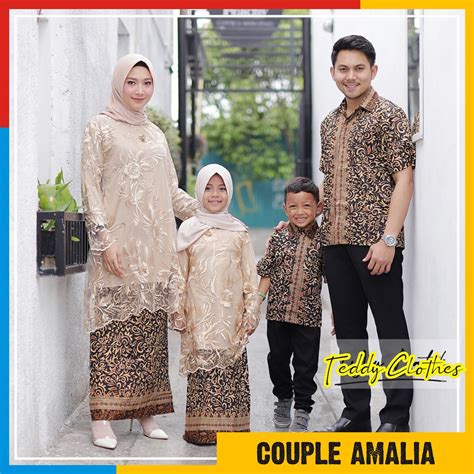 Jual BATIK COUPLE KELUARGA AMALIA BROKAT TILLE BORDIR 3D KEBAYA BRUKAT