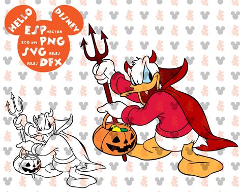 Disney Halloween Donald Duck Devil Clipart Disney Cut Files Etsy