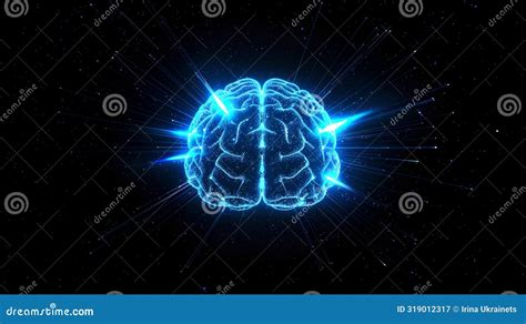 Digital Brain Concept With Electric Sparks On Dark Background