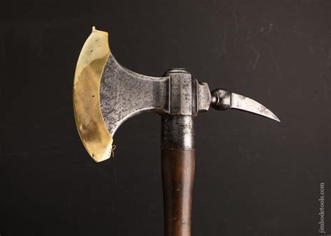 Stunning 17th18th Century Boarding Axe With Brass Blade Guard Exce