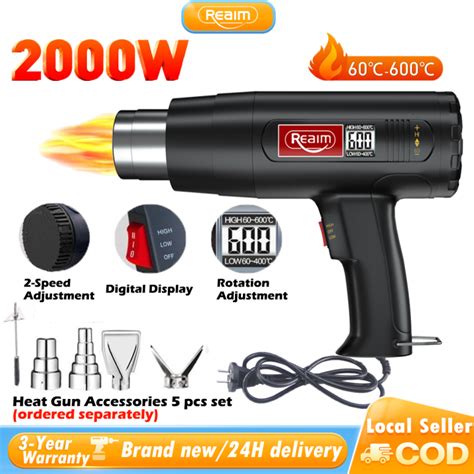 REAIM Heavy Duty Heat Gun W Hot Air Blower Gun For Plastic Hot Air Heater Car Film Welding