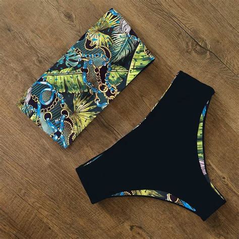 Swimwear 2024 Swimsuit Women Print High Waist Bikini Set Back Cross Bandeau Bathing Suit Female