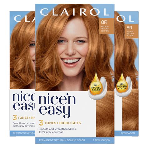 Amazon Clairol Nice N Easy Permanent Hair Dye 8R Medium Reddish Blonde Hair Color Pack