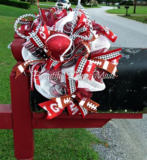 Alabama Mailbox Swag Crimson Tide Bama Deco Mesh Football Mailbox