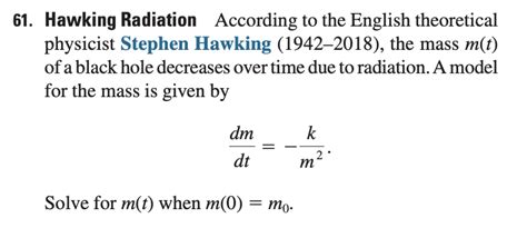 Solved 61. Hawking Radiation According to the English | Chegg.com