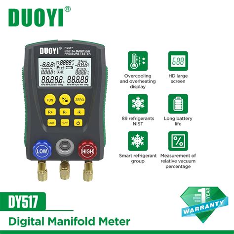 Duoyi Ar Condicionado Manifold Digital V Cuo Temperatura Medidor Man