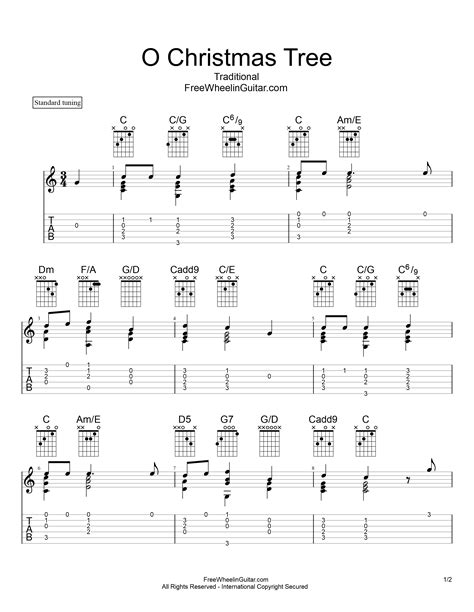 O Christmas Tree - Solo Guitar Tab - FreewheelinGuitar.com