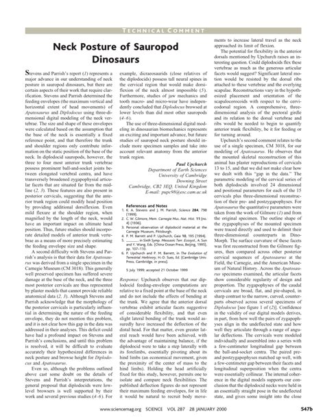 (PDF) Neck Posture of Sauropod Dinosaurs