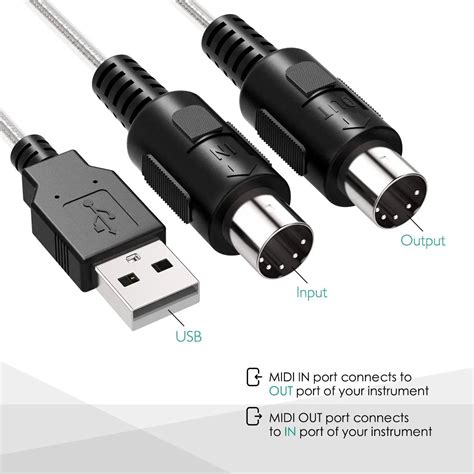 Usb To Midi Cable Converter Pc To Music Keyboard Adapter Midi Cable ...