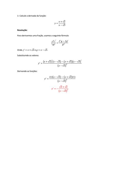 Solution Derivadas Regra Da Cadeia Studypool