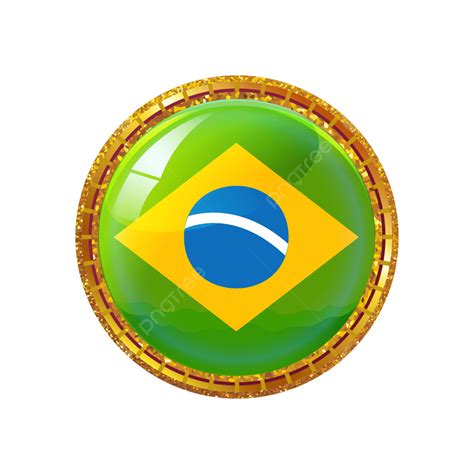 Brazil Flag With Golden Circle Frame Brazil Flag Pin Fufa Worlq Cup