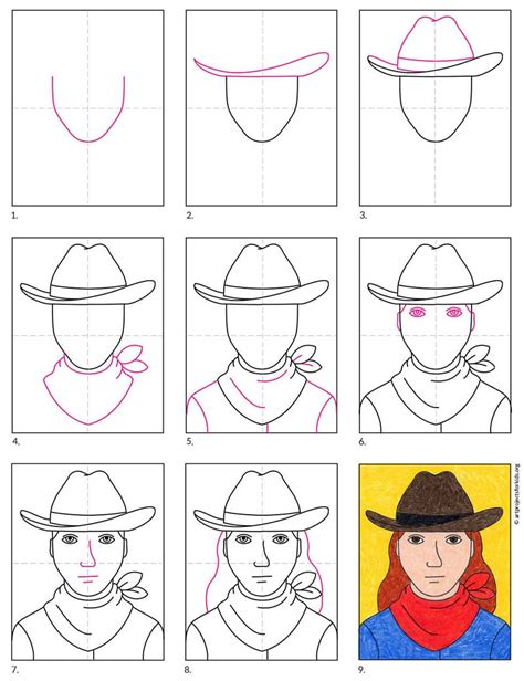 Easy How To Draw A Cowboy Hat Tutorial Video And Coloring Page