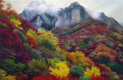 Autumn Mountain Scenery Painting by Our Originals Reproduction | iPaintings.com