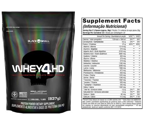 Whey Refil Hd Isolado Concentrado G Black Skull Real Suplementos