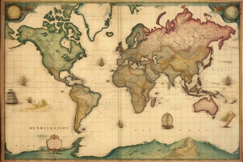 AI generated Old map of the world. Vintage style. Old paper texture ...