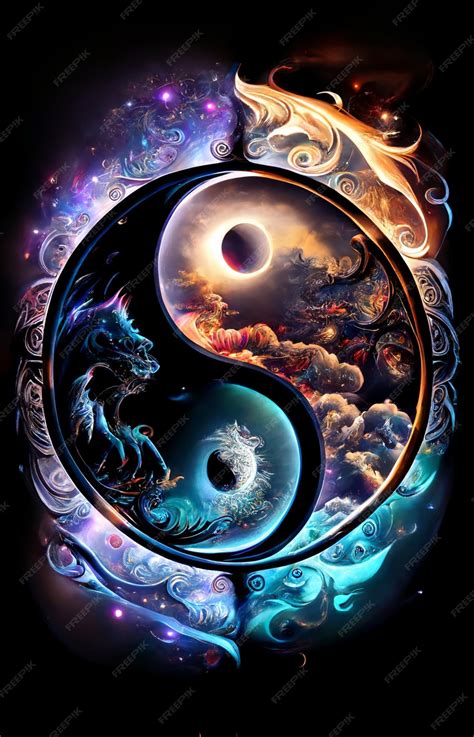 Premium Photo | The dragon and the yin yang symbol
