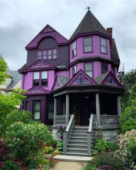 Purple Colored House In Victorian Style Victorian Homes House Styles