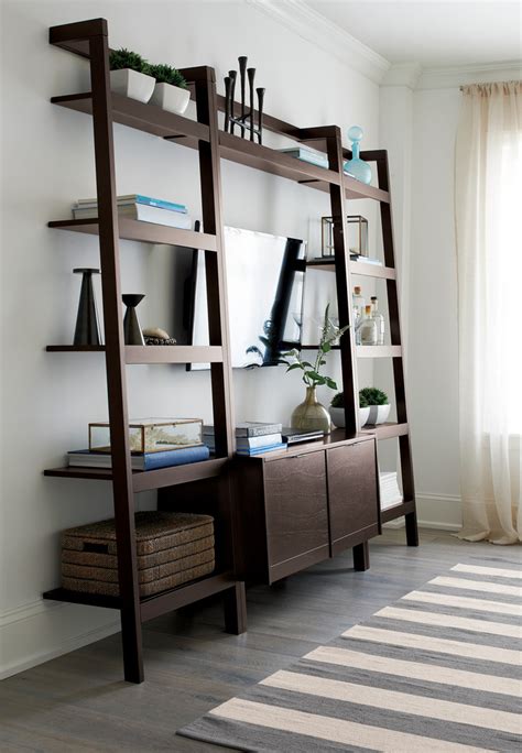 Sawyer Mocha Leaning Media Stand With Two 18 Bookcases Contemporary