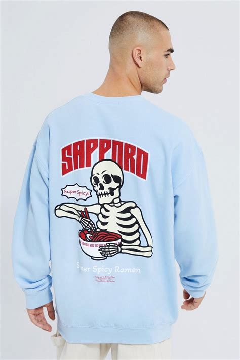 Mens Oversized Skeleton Graphic Sweatshirt Boohoo Uk