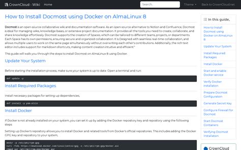 Crowncloud Wiki How To Install Docmost Using Docker On Almalinux