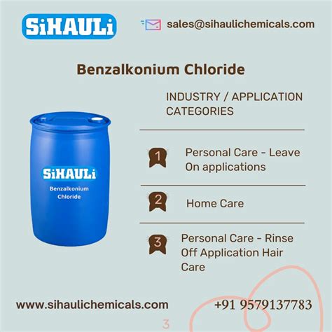 Benzalkonium Chloride Bkc 50 Manufacturers Suppliers Exporters From Vasai Mumbai India At Rs