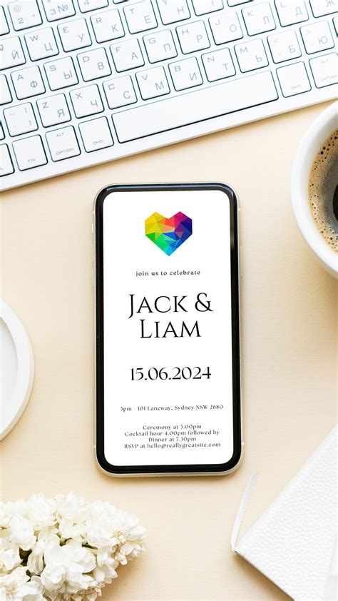 Virtual Wedding Invitation Same Sex Wedding Gay Invite Electronic Invitation Gay Wedding