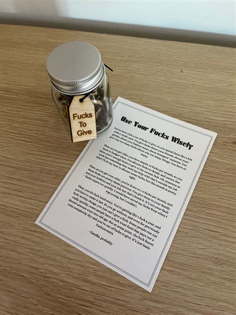 Jar Of Fucks Gift Jar Fucks To Give Fuck Wooden Cutout Letter Piece Bad Mood Vent Spoof Birthday