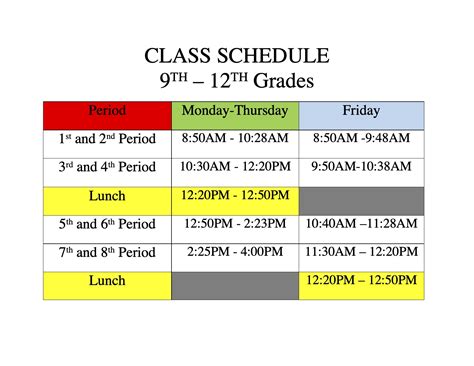 High School Class Schedule - Joann A. Alexie Memorial School