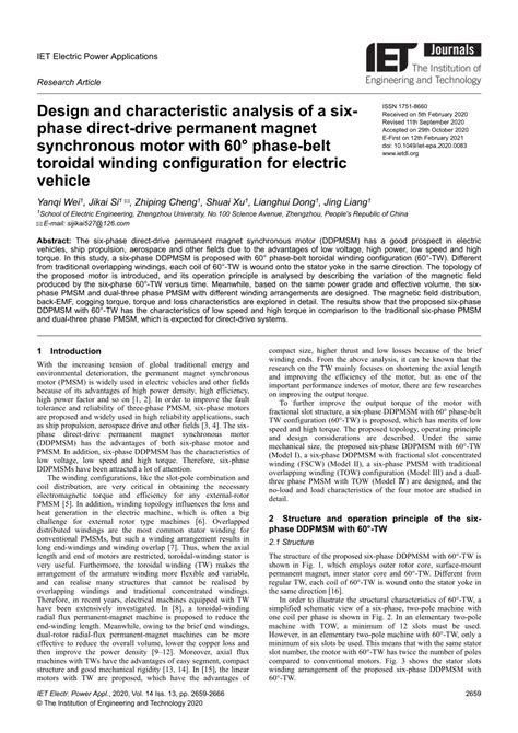 Design And Characteristic Analysis Of A Six Phase Direct Drive