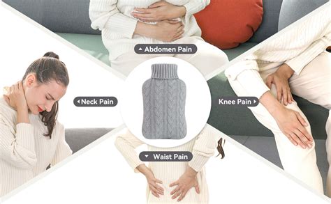 Samply Hot Water Bottle With Knitted Cover L Hot Water Bag For Hot And Cold Compress Hand