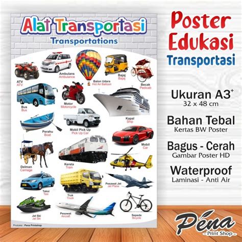 Jual Poster Edukasi Anak Poster Belajar Poster Transportasi