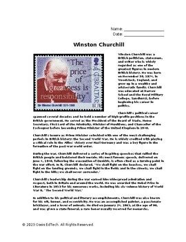 Winston Churchill Q A Worksheet By Oasis Edtech Tpt