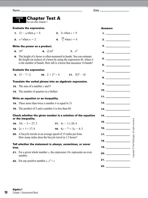 Holt Algebra Chapter Test Pdf Pdf Celsius Function