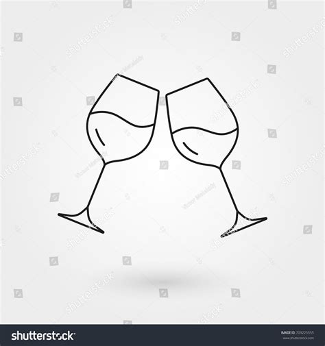 Cheers Outline Icon Couple Wine Glasses Stock Illustration 709225555